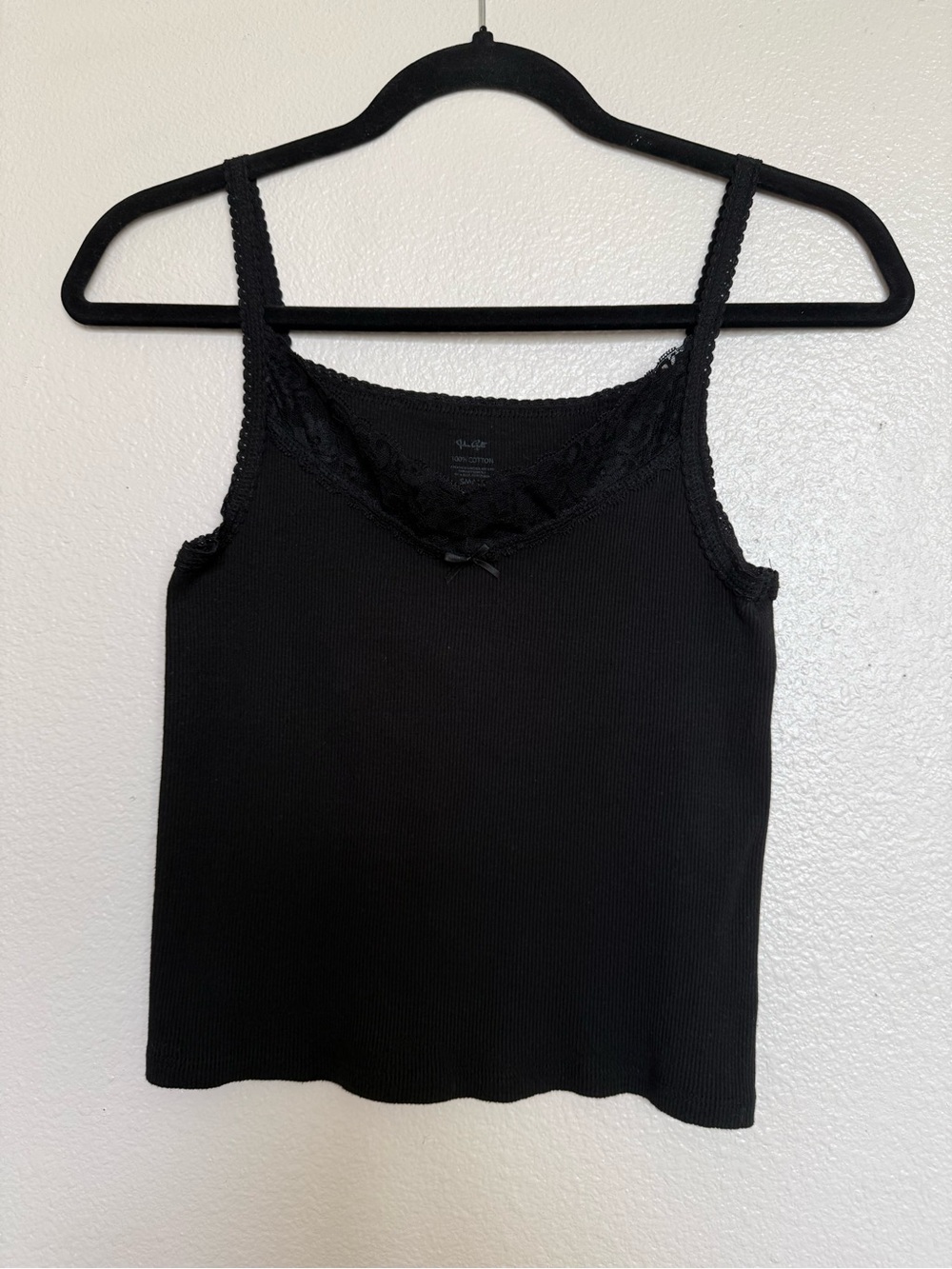 Brandy Melville Lace-Trim Black Tank Top